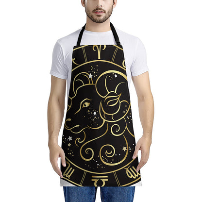 Gold And Black Aries Sign Print Apron
