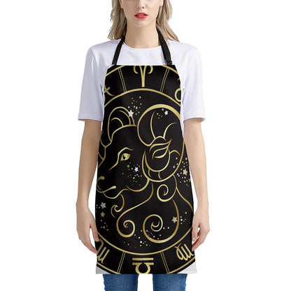 Gold And Black Aries Sign Print Apron