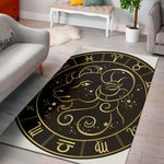 Gold And Black Aries Sign Print Area Rug