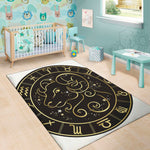 Gold And Black Aries Sign Print Area Rug