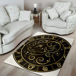 Gold And Black Aries Sign Print Area Rug