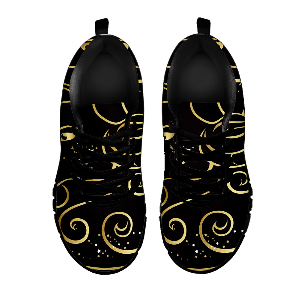 Gold And Black Aries Sign Print Black Sneakers