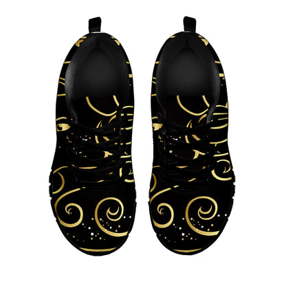 Gold And Black Aries Sign Print Black Sneakers