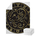 Gold And Black Aries Sign Print Blanket