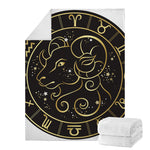 Gold And Black Aries Sign Print Blanket