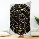 Gold And Black Aries Sign Print Blanket
