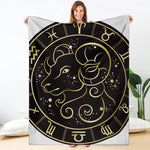Gold And Black Aries Sign Print Blanket