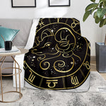 Gold And Black Aries Sign Print Blanket