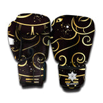 Gold And Black Aries Sign Print Boxing Gloves