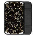 Gold And Black Aries Sign Print Car Center Console Cover