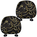 Gold And Black Aries Sign Print Car Headrest Covers
