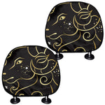 Gold And Black Aries Sign Print Car Headrest Covers