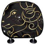 Gold And Black Aries Sign Print Car Headrest Covers