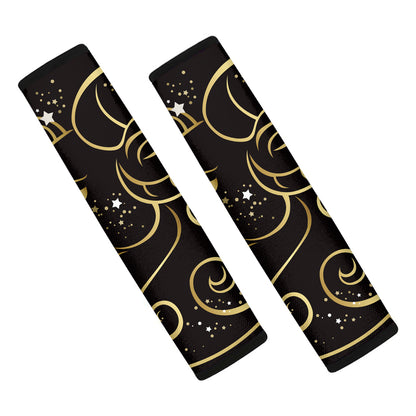 Gold And Black Aries Sign Print Car Seat Belt Covers