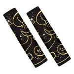 Gold And Black Aries Sign Print Car Seat Belt Covers