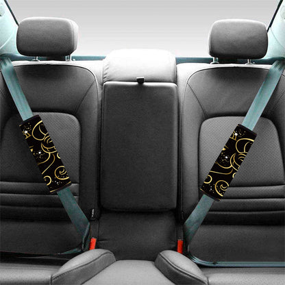 Gold And Black Aries Sign Print Car Seat Belt Covers