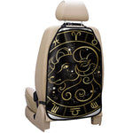 Gold And Black Aries Sign Print Car Seat Organizers
