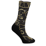Gold And Black Aries Sign Print Crew Socks