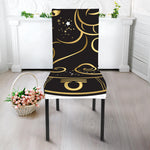 Gold And Black Aries Sign Print Dining Chair Slipcover