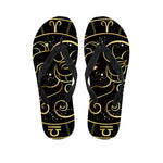 Gold And Black Aries Sign Print Flip Flops