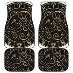 Gold And Black Aries Sign Print Front and Back Car Floor Mats