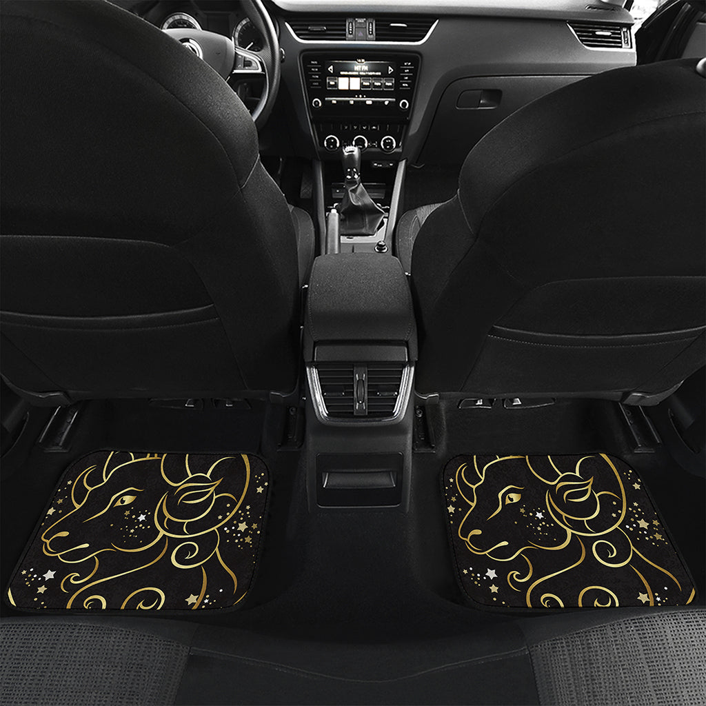 Gold And Black Aries Sign Print Front and Back Car Floor Mats