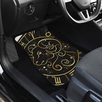 Gold And Black Aries Sign Print Front and Back Car Floor Mats