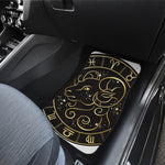 Gold And Black Aries Sign Print Front and Back Car Floor Mats