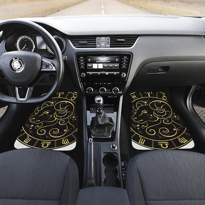 Gold And Black Aries Sign Print Front Car Floor Mats
