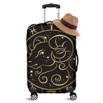 Gold And Black Aries Sign Print Luggage Cover