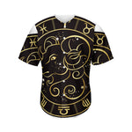 Gold And Black Aries Sign Print Men's Baseball Jersey