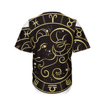 Gold And Black Aries Sign Print Men's Baseball Jersey