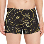 Gold And Black Aries Sign Print Men's Boxer Briefs