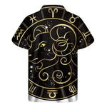 Gold And Black Aries Sign Print Men's Short Sleeve Shirt