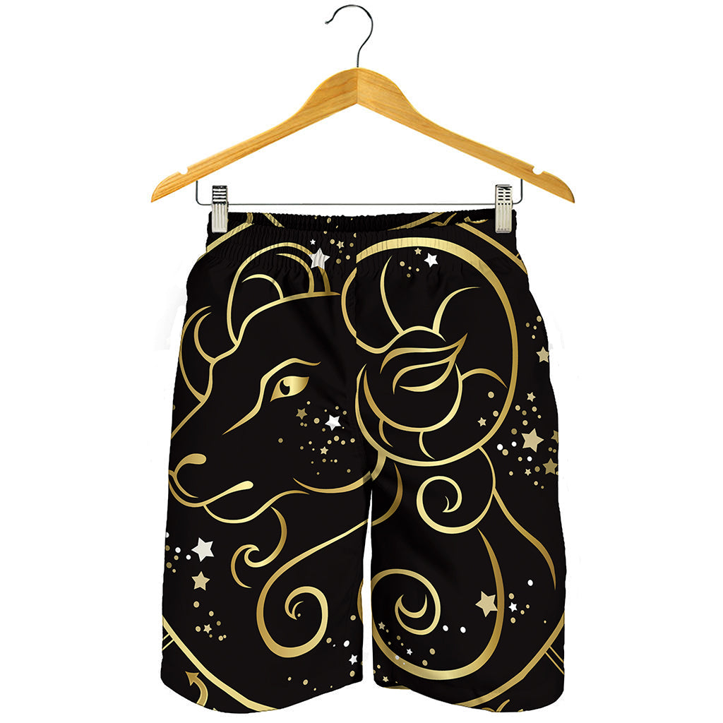Gold And Black Aries Sign Print Men's Shorts