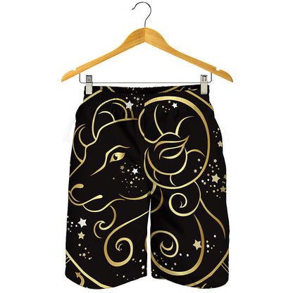 Gold And Black Aries Sign Print Men's Shorts