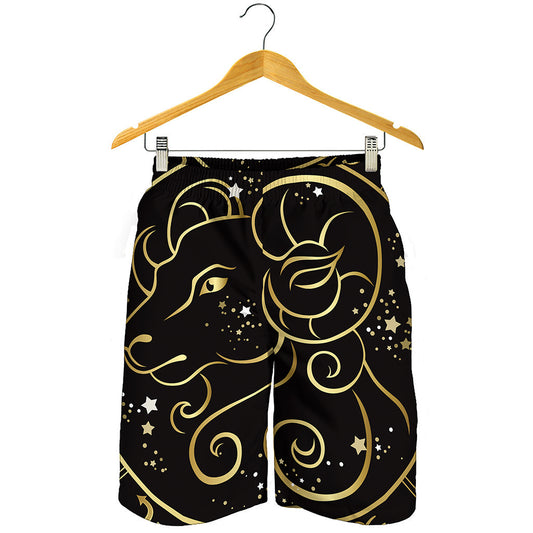 Gold And Black Aries Sign Print Men's Shorts