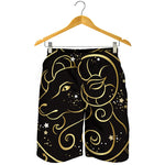Gold And Black Aries Sign Print Men's Shorts