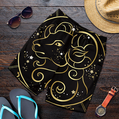 Gold And Black Aries Sign Print Men's Shorts