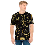 Gold And Black Aries Sign Print Men's T-Shirt