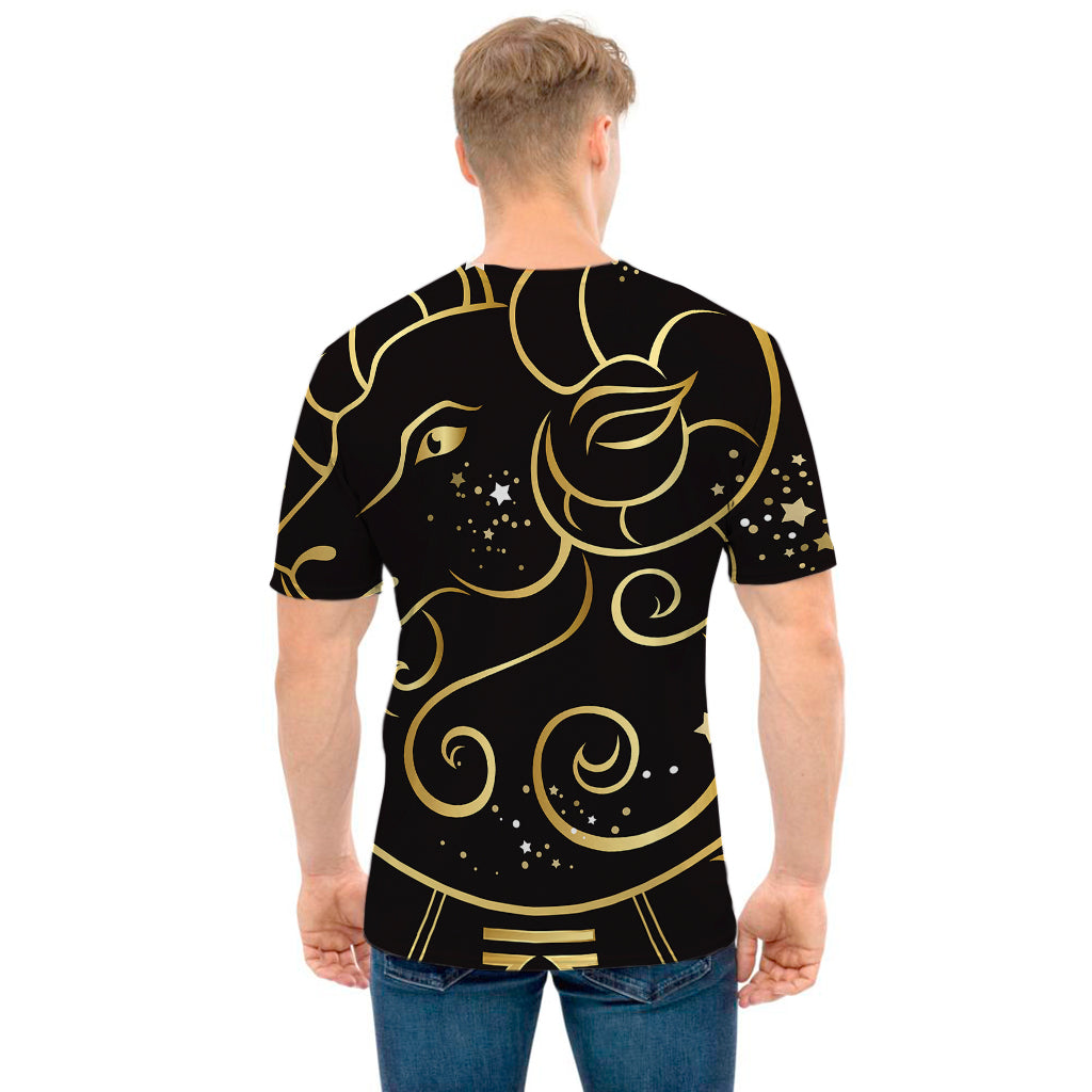 Gold And Black Aries Sign Print Men's T-Shirt