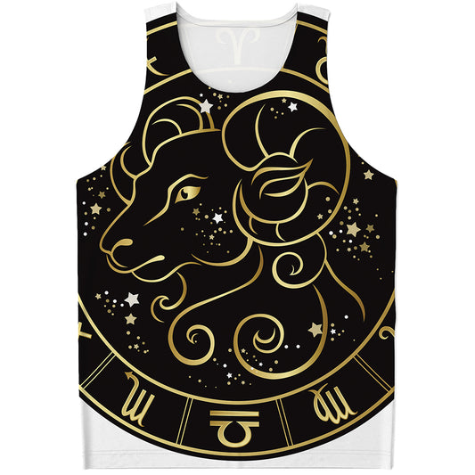 Gold And Black Aries Sign Print Men's Tank Top