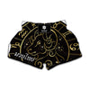 Gold And Black Aries Sign Print Muay Thai Boxing Shorts