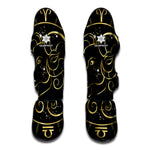 Gold And Black Aries Sign Print Muay Thai Shin Guard