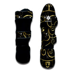 Gold And Black Aries Sign Print Muay Thai Shin Guard