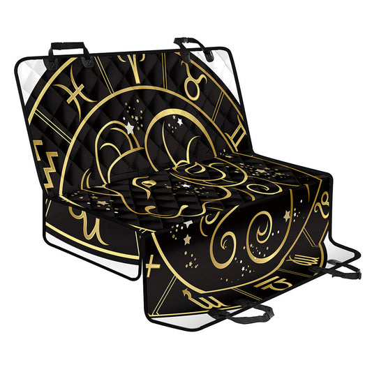 Gold And Black Aries Sign Print Pet Car Back Seat Cover