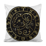 Gold And Black Aries Sign Print Pillow Cover