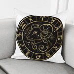 Gold And Black Aries Sign Print Pillow Cover