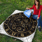 Gold And Black Aries Sign Print Quilt