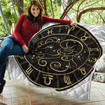 Gold And Black Aries Sign Print Quilt